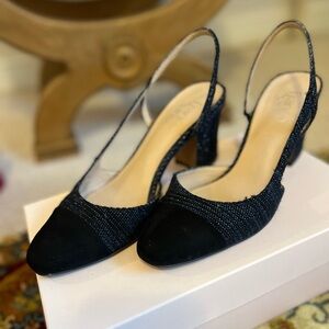 Sparkle blue and black slingbacks!